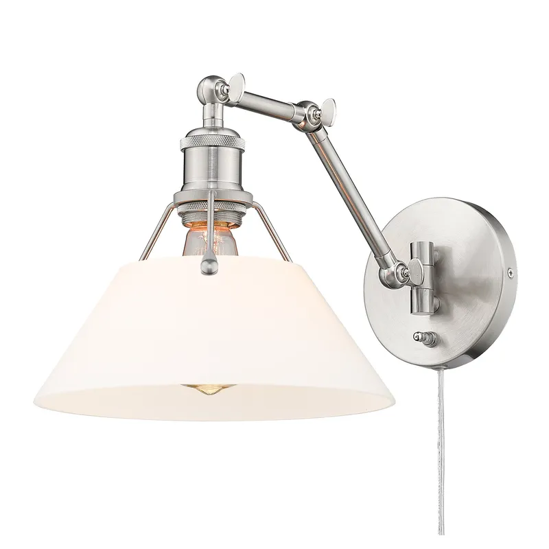 Yep by Golden Lighting Orwell 1-light Swing Arm Wall Lamp in Pewter and Opal Glass — Golden Lighting LED Wall Lights 100.0W 