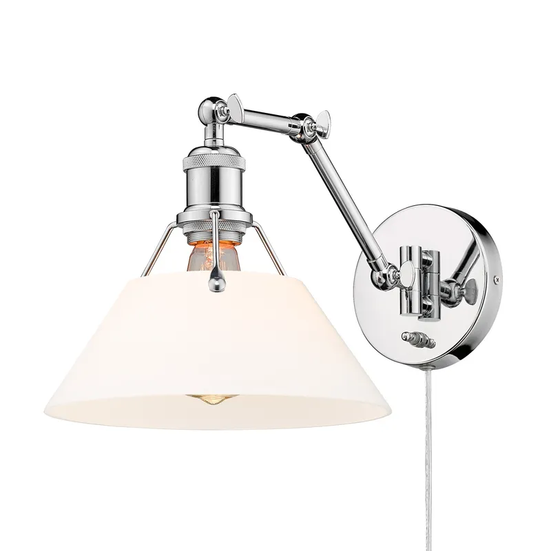 Yep by Golden Lighting Orwell 1-light Swing Arm Wall Lamp in Chrome and Opal Glass — Golden Lighting LED Wall Lights 100.0W 