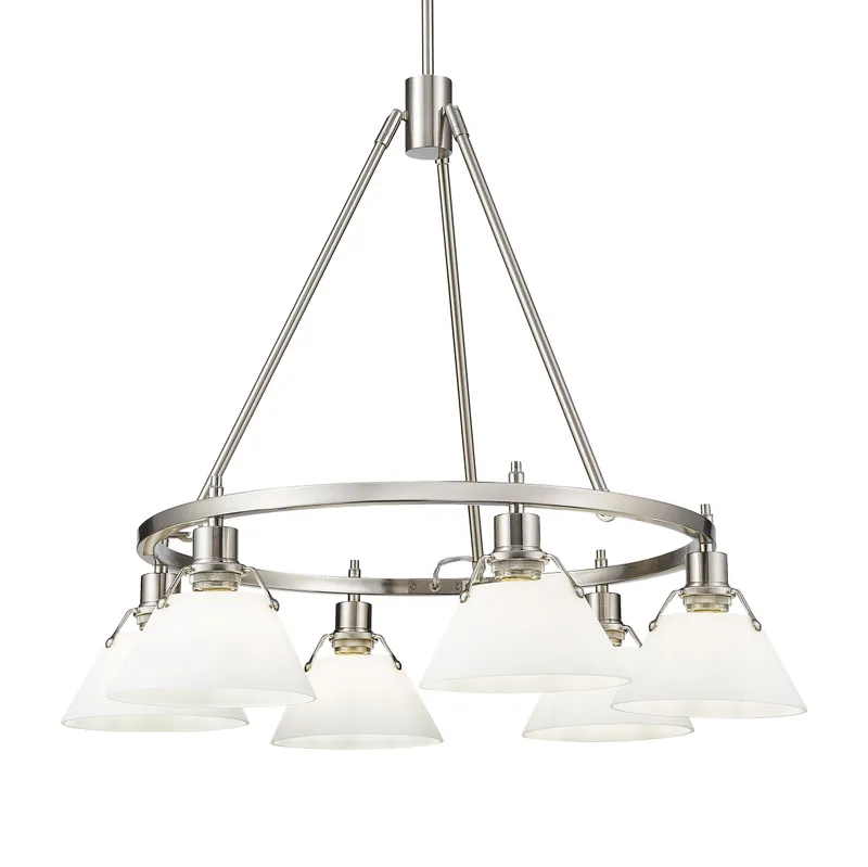 Yep by Golden Lighting Orwell 6-light Chandelier in Pewter and Opal Glass — Golden Lighting LED Pendant Lights 60.0W 