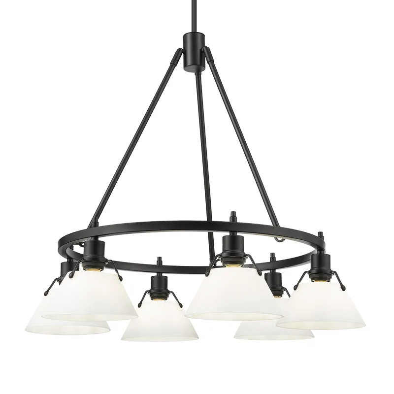 Yep by Golden Lighting Orwell 6-light Chandelier in Matte Black and Opal Glass — Golden Lighting LED Pendant Lights  