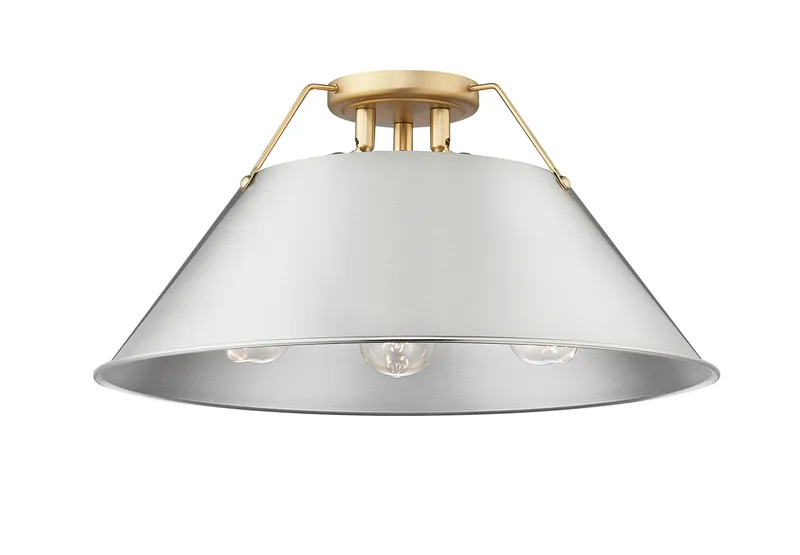 Yep by Golden Lighting Orwell 3-light Flush Mount in Brushed Champagne Brass and Pewter shade — Golden Lighting LED Ceiling Lights  