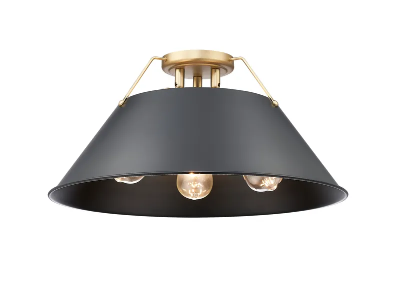 Yep by Golden Lighting Orwell 3-light Flush Mount in Brushed Champagne Brass and Matte Black shade — Golden Lighting LED Ceiling Lights  