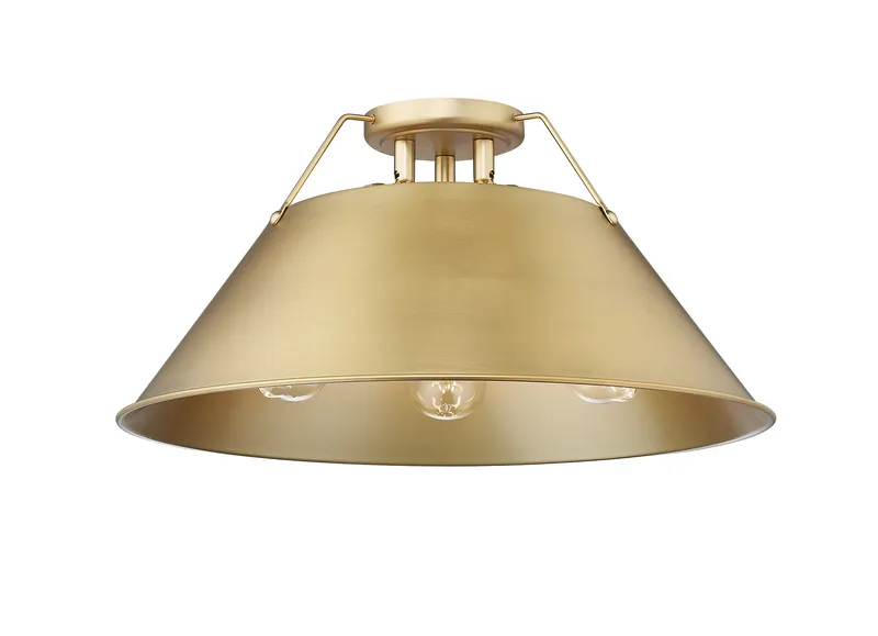Yep by Golden Lighting Orwell 3-light Flush Mount in Brushed Champagne Brass — Golden Lighting LED Ceiling Lights  