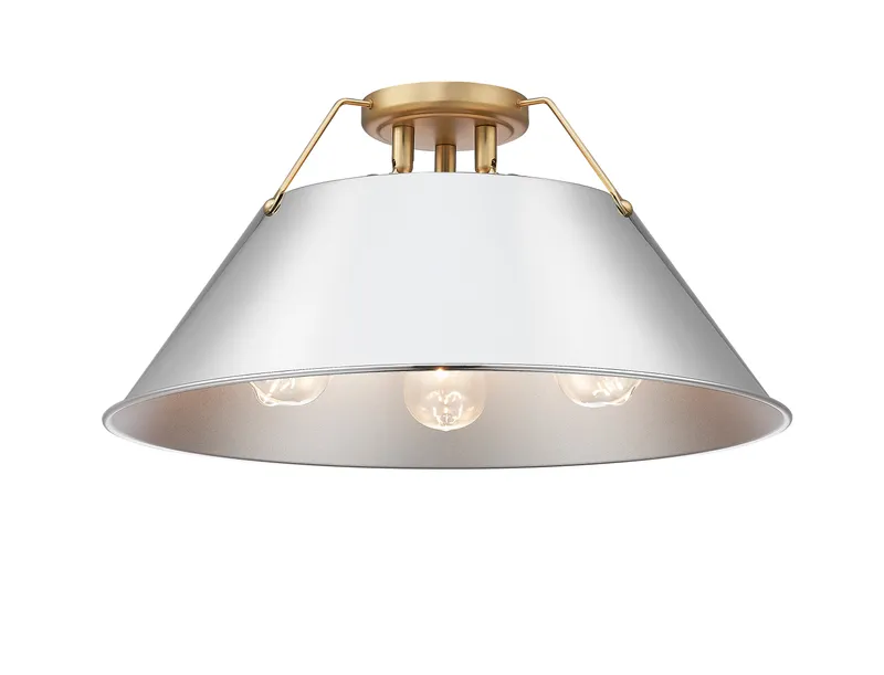 Yep by Golden Lighting Orwell 3-light Flush Mount in Brushed Champagne Brass and Chrome shade — Golden Lighting LED Ceiling Lights  