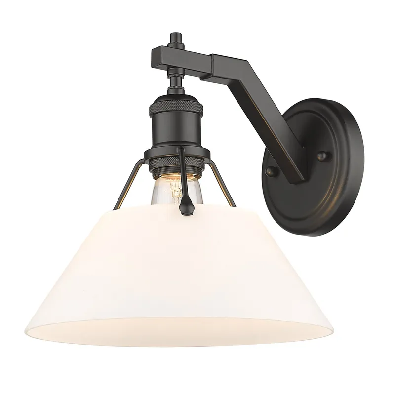 Yep by Golden Lighting Orwell 1-light Wall Sconce in Matte Black and Opal Glass — Golden Lighting LED Wall Lights 100.0W 