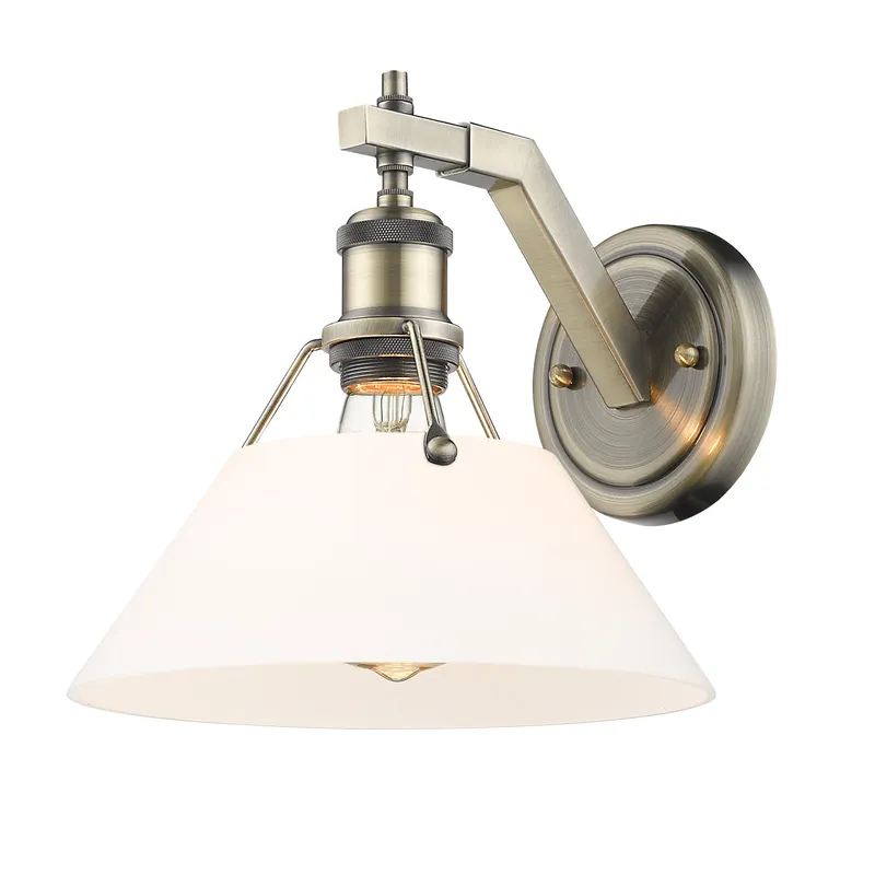 Yep by Golden Lighting Orwell 1-light Wall Sconce in Aged Brass and Opal Glass — Golden Lighting LED Wall Lights 1.0W 