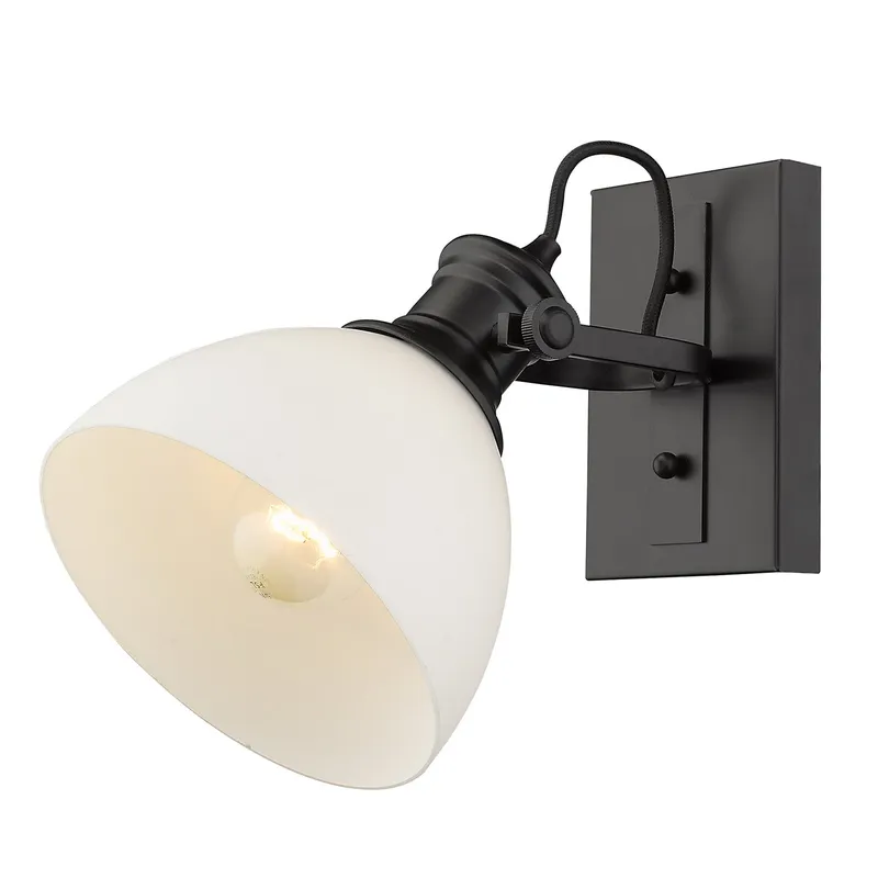 Yep by Golden Lighting Hines 1-light Vanity in Matte Black and Opal Glass — Golden Lighting LED Wall Lights 60.0W 
