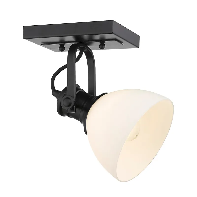 Yep by Golden Lighting Hines 1-light Adjustable Semi-Flush Mount in Matte Black and Opal Glass — Golden Lighting LED Ceiling Lights 60.0W 