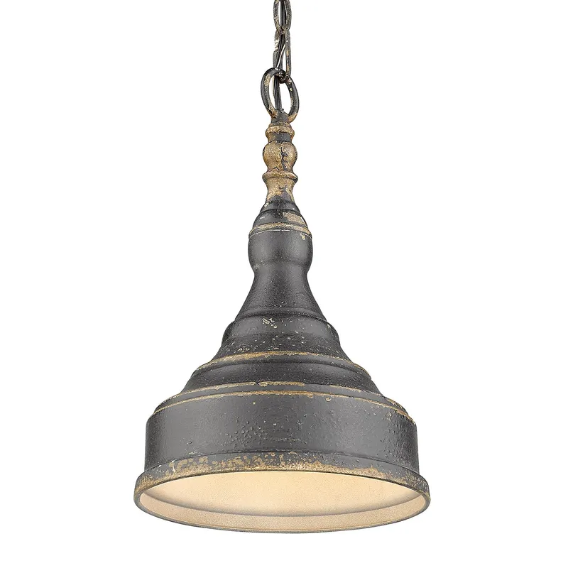 Golden Lighting Keating 1-light Pendant in Antique Black Iron and Antique Black Iron shade — Golden Lighting LED Pendant Lights  