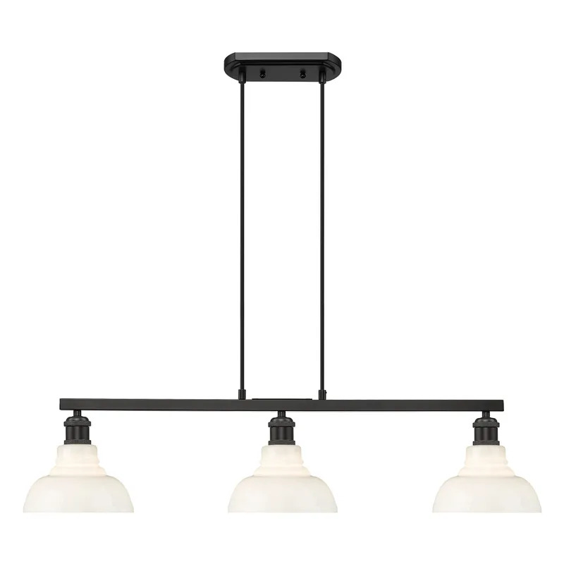 Yep by Golden Lighting Carver 3-light Island Light in Matte Black and Vintage Milk Glass — Golden Lighting LED Pendant Lights 60.0W 