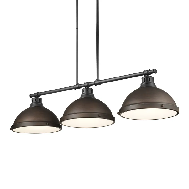 Yep by Golden Lighting Duncan 3-light Island Light in Matte Black and Rubbed Bronze shade — Golden Lighting LED Linear Lights  