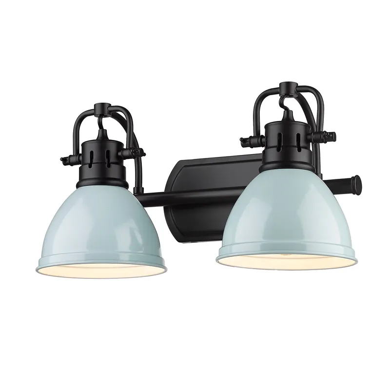 Yep by Golden Lighting Duncan 2-light Vanity in Matte Black and Seafoam shade — Golden Lighting LED Wall Lights  