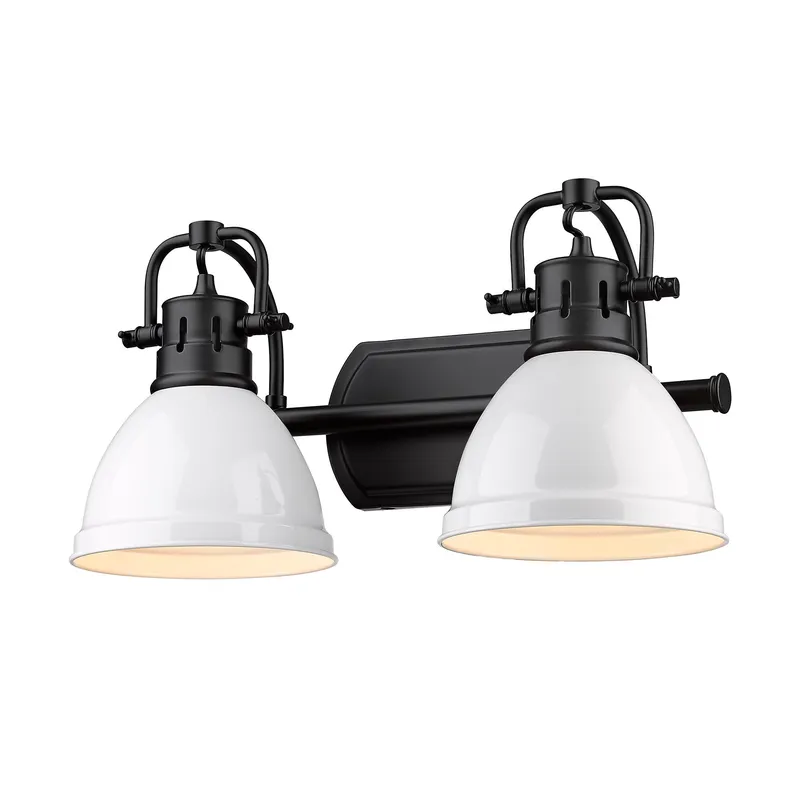 Yep by Golden Lighting Duncan 2-light Vanity in Matte Black and White shade — Golden Lighting LED Wall Lights 100.0W 