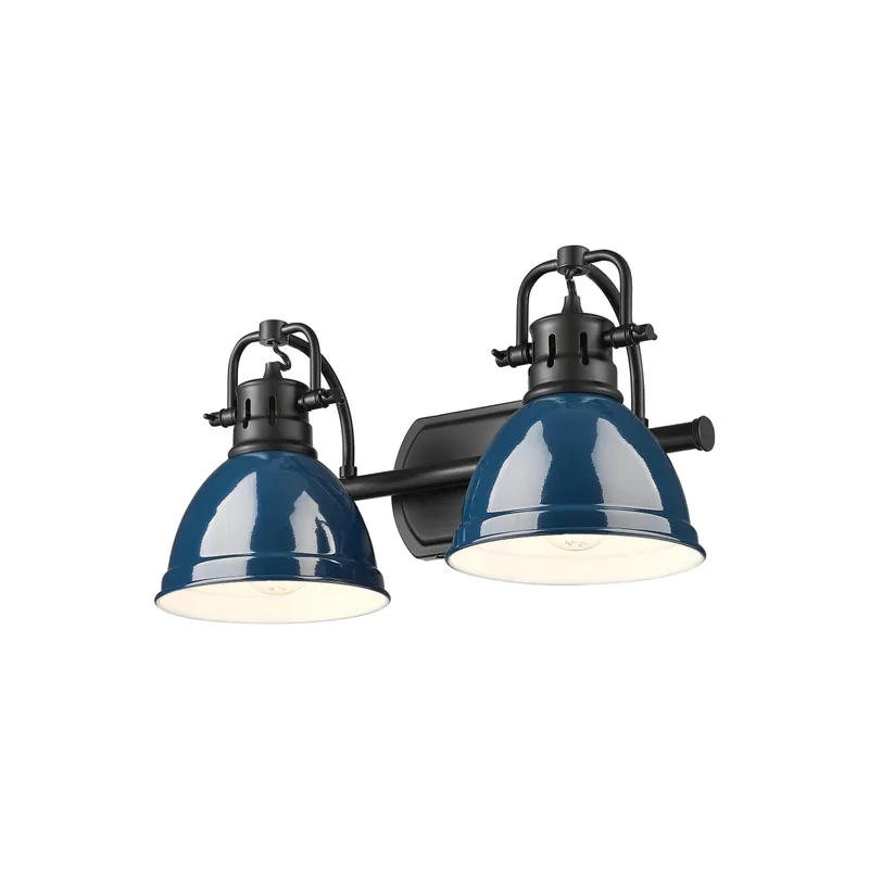Yep by Golden Lighting Duncan 2-light Vanity in Matte Black and Navy Blue shade — Golden Lighting LED Wall Lights  