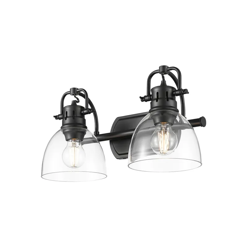 Yep by Golden Lighting Duncan 2-light Vanity in Matte Black and Clear Glass — Golden Lighting LED Wall Lights  