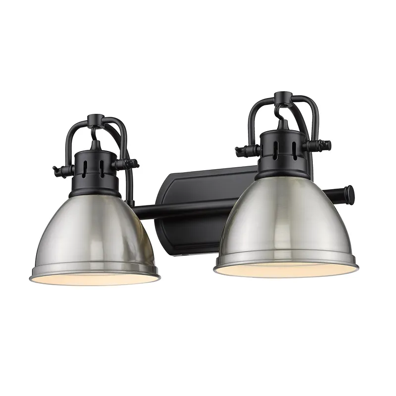 Yep by Golden Lighting Duncan 2-light Vanity in Matte Black and Pewter shade — Golden Lighting LED Wall Lights  