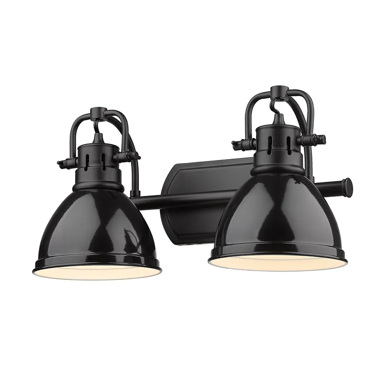 Yep by Golden Lighting Duncan 2-light Vanity in Matte Black and Black shade — Golden Lighting LED Wall Lights 100.0W 