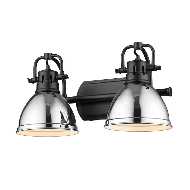 Yep by Golden Lighting Duncan 2-light Vanity in Matte Black and Chrome shade — Golden Lighting LED Wall Lights 100.0W 