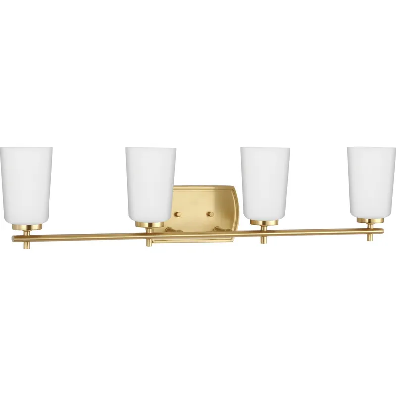 Adley Collection Four-Light Etched Opal Glass Bath Vanity Light — Progress Lighting LED Wall Lights  