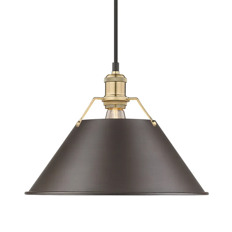Yep by Golden Lighting Orwell 1-light 14in Pendant in Brushed Champagne Brass and Rubbed Bronze shade — Golden Lighting LED Pendant Lights  
