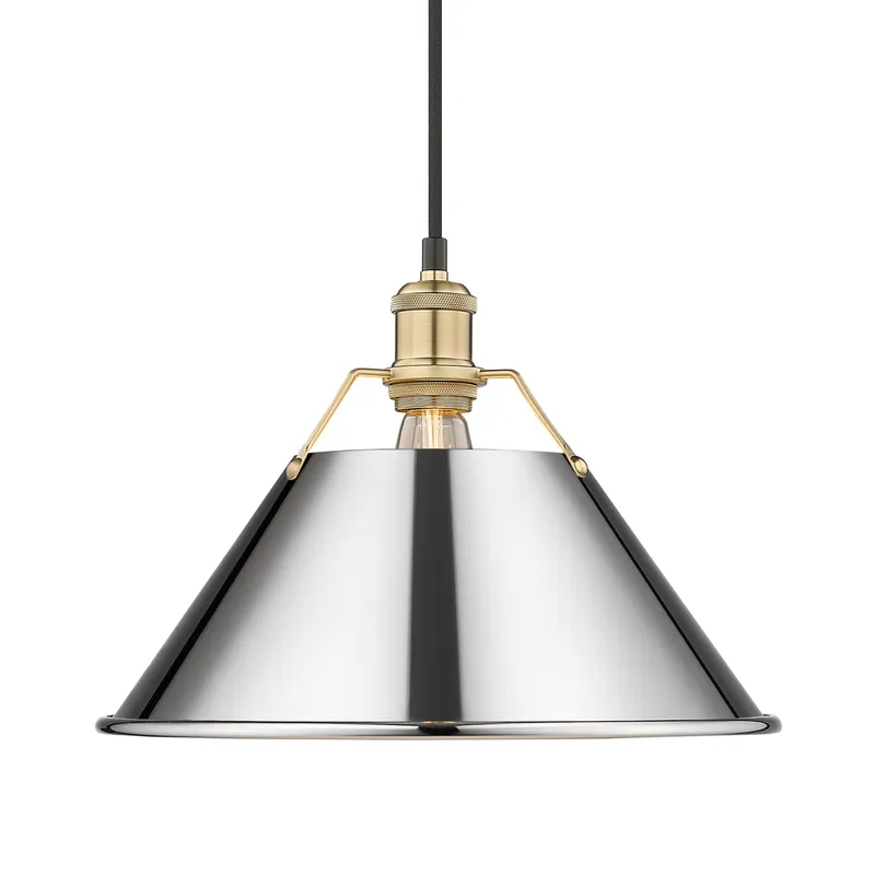 Yep by Golden Lighting Orwell 1-light 14in Pendant in Brushed Champagne Brass and Chrome shade — Golden Lighting LED Pendant Lights 100.0W 