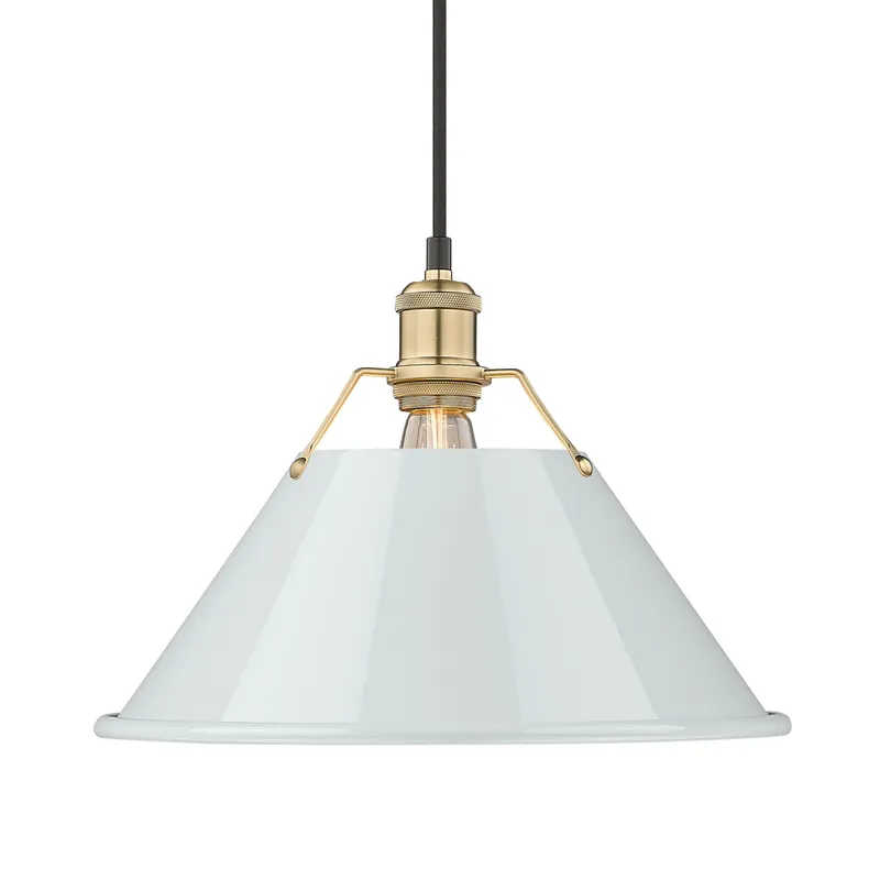 Yep by Golden Lighting Orwell 1-light 14in Pendant in Brushed Champagne Brass and Dusky Blue shade — Golden Lighting LED Pendant Lights  
