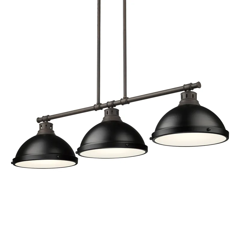 Yep by Golden Lighting Duncan 3-light Island Light in Rubbed Bronze and Matte Black shade — Golden Lighting LED Pendant Lights  