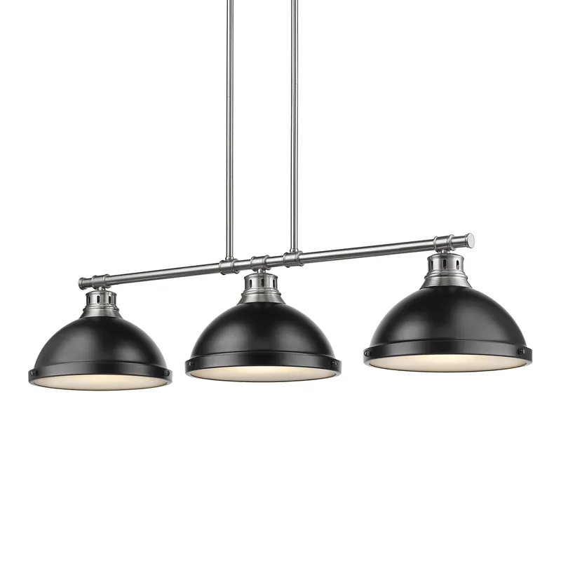 Yep by Golden Lighting Duncan 3-light Island Light in Pewter and Matte Black shade — Golden Lighting LED Pendant Lights  