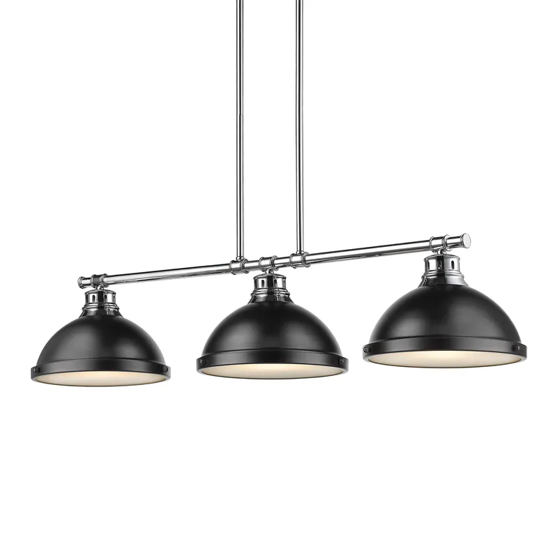 Yep by Golden Lighting Duncan 3-light Island Light in Chrome and Matte Black shade — Golden Lighting LED Pendant Lights 100.0W 