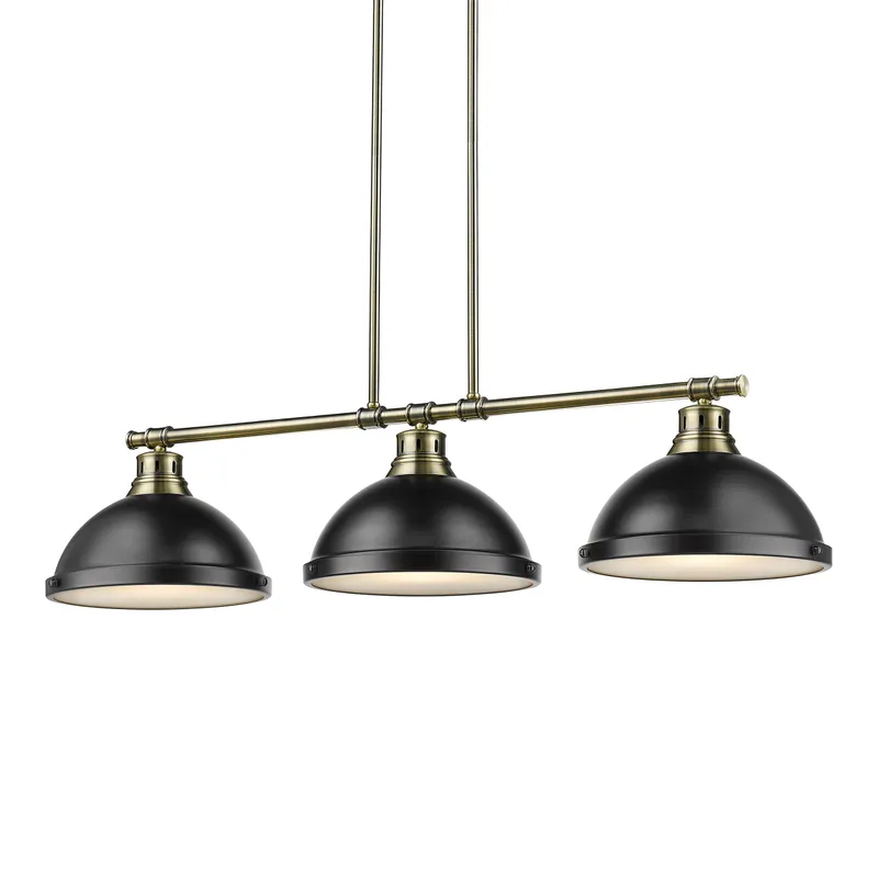 Yep by Golden Lighting Duncan 3-light Island Light in Aged Brass and Matte Black shade — Golden Lighting LED Pendant Lights  