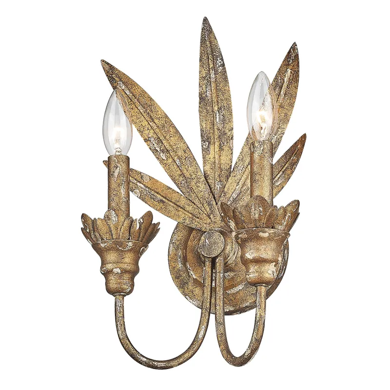 Golden Lighting Lillianne 2-light Wall Sconce in Heirloom Gold — Golden Lighting LED Wall Lights 60.0W 