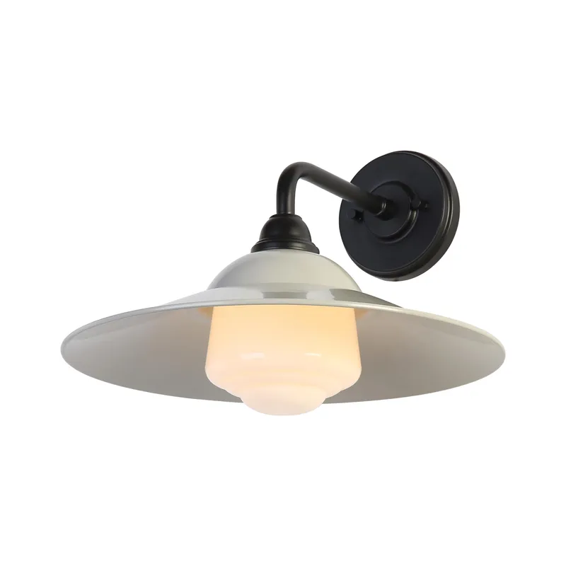 Yep by Golden Lighting Croma 1-light Wall Sconce in Warm Gray shade and White Bell Glass — Golden Lighting LED Wall Lights  