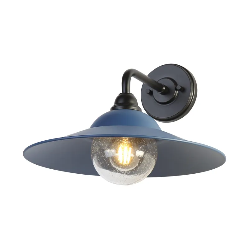 Yep by Golden Lighting Croma 1-light Wall Sconce in Matte Blue shade and Seeded Glass Ball — Golden Lighting LED Wall Lights  