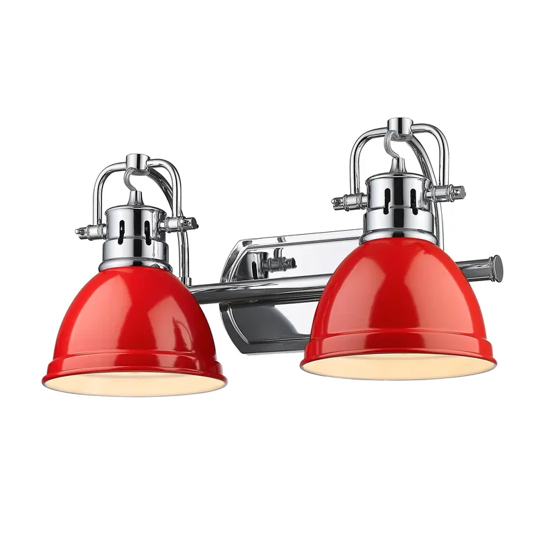 Yep by Golden Lighting Duncan 2-light Vanity in Chrome and Red shade — Golden Lighting LED Wall Lights 100.0W 