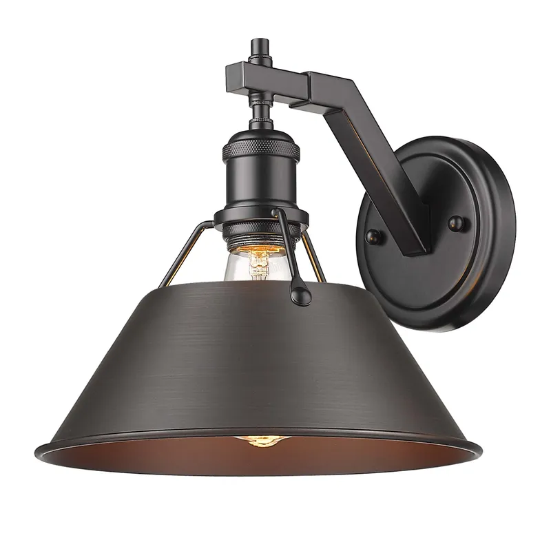 Yep by Golden Lighting Orwell 1-light Wall Sconce in Matte Black and Rubbed Bronze shade — Golden Lighting LED Wall Lights 100.0W 