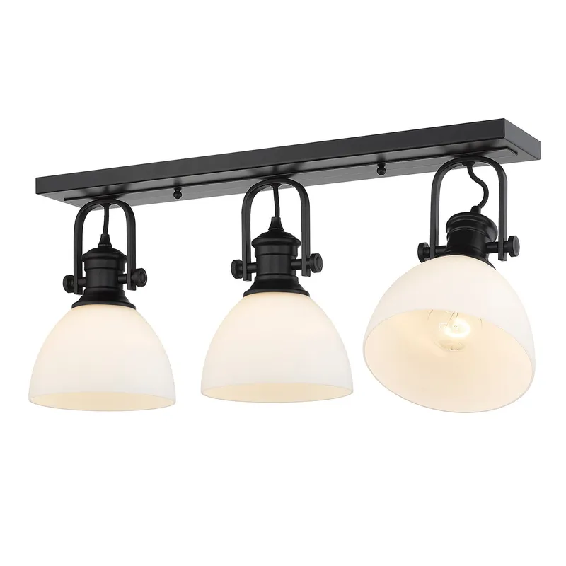 Yep by Golden Lighting Hines 3-light Semi-Flush Mount in Matte Black and Opal Glass — Golden Lighting LED Ceiling Lights  