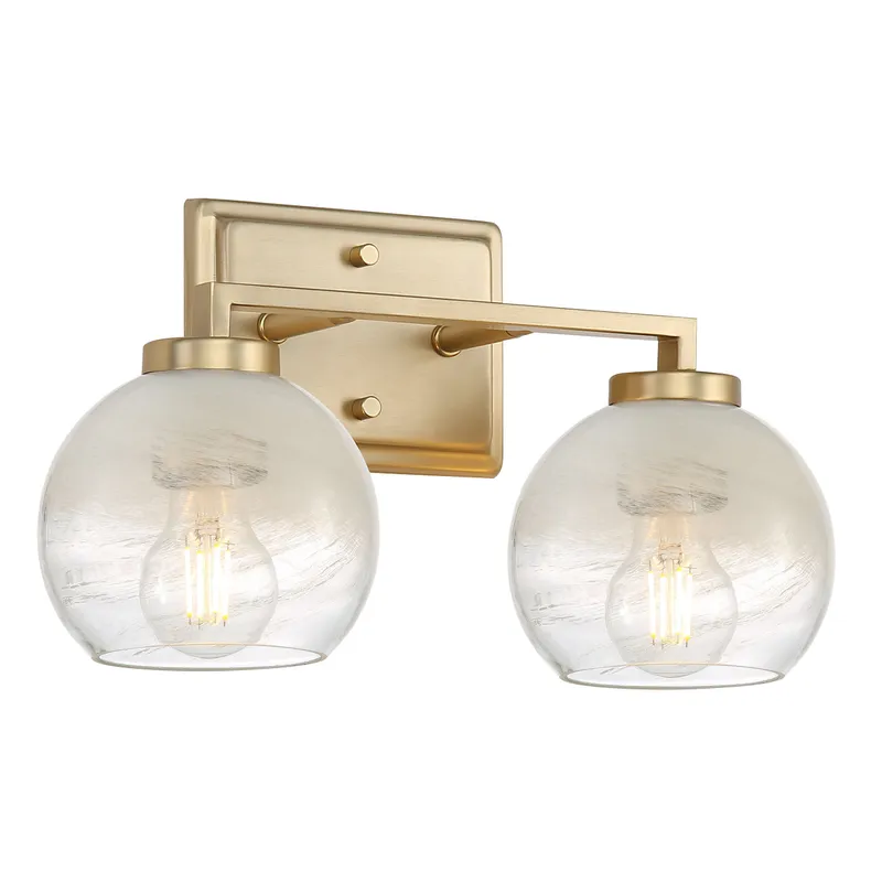 Yep by Golden Lighting Elliott 2-light Vanity in Brushed Champagne Brass and Clear Alabaster Glass — Golden Lighting LED Wall Lights  