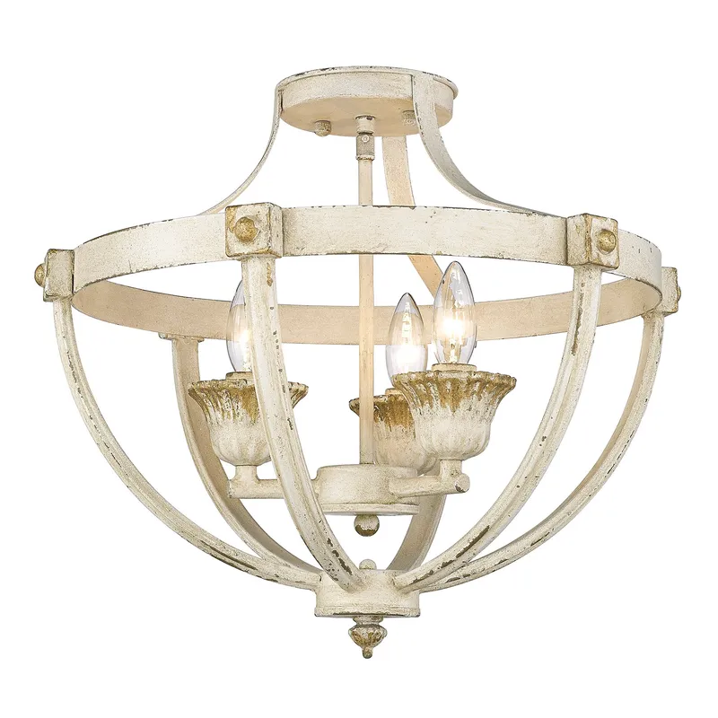 Golden Lighting Jules 3-light Semi-Flush Mount in Antique Ivory — Golden Lighting LED Ceiling Lights  
