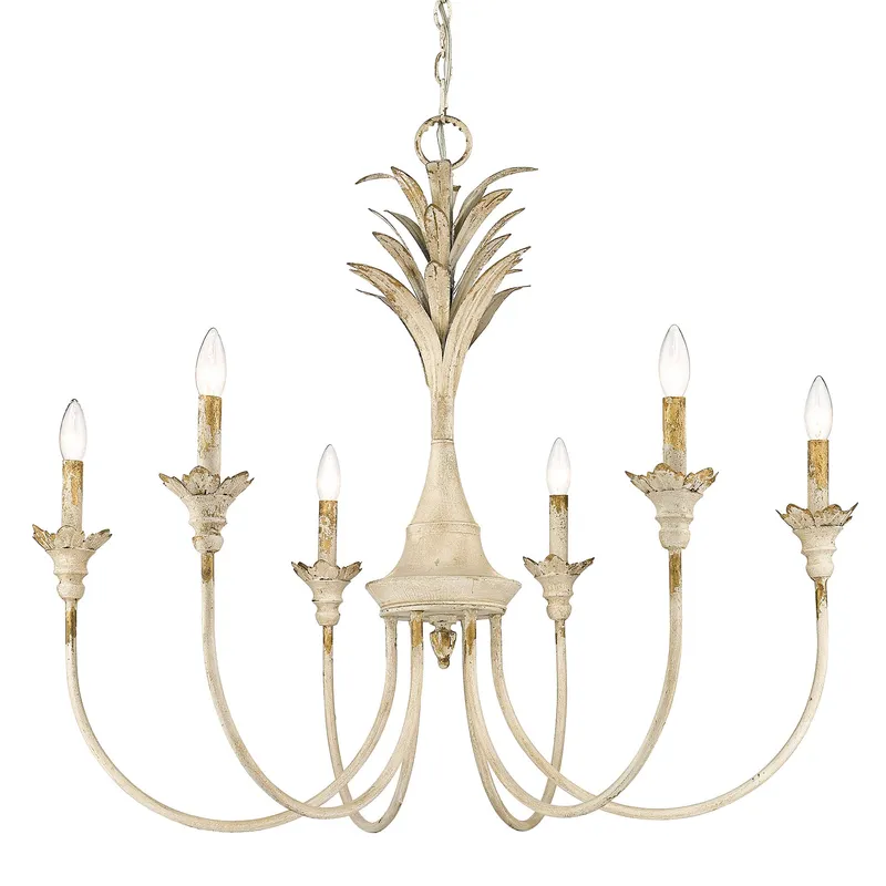 Golden Lighting Lillianne 6-light Chandelier in Antique Ivory — Golden Lighting LED Pendant Lights 60.0W 