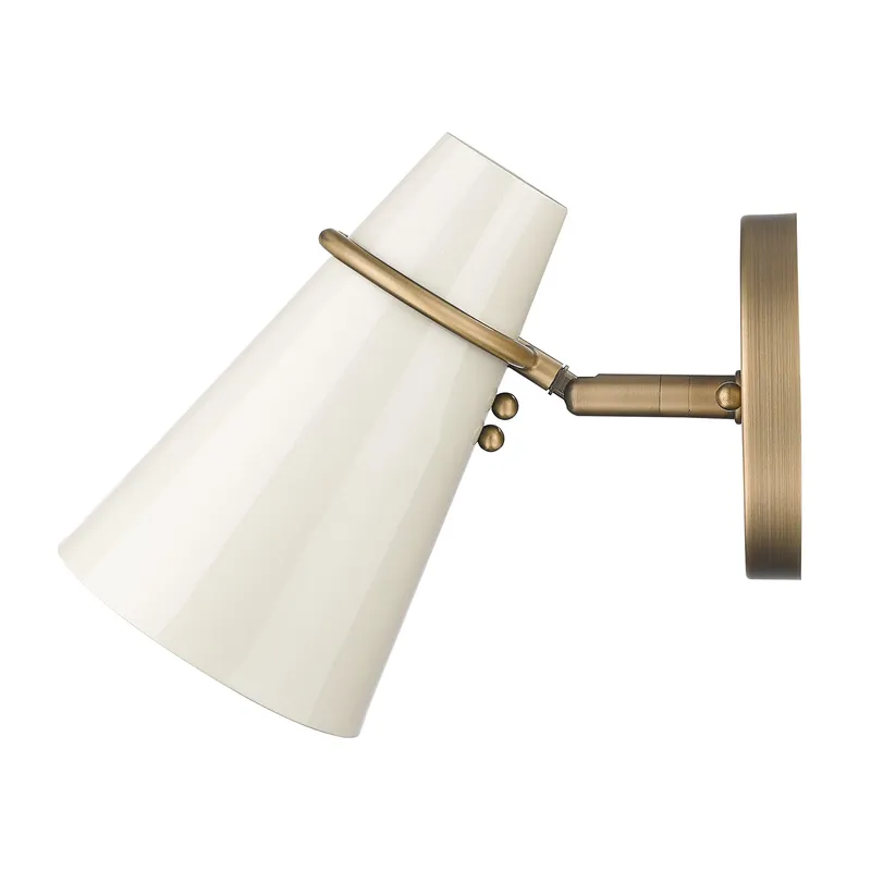 Golden Lighting Reeva 1-light Wall Sconce in Modern Brass and Glossy Ecru shade — Golden Lighting LED Wall Lights 1.0W 