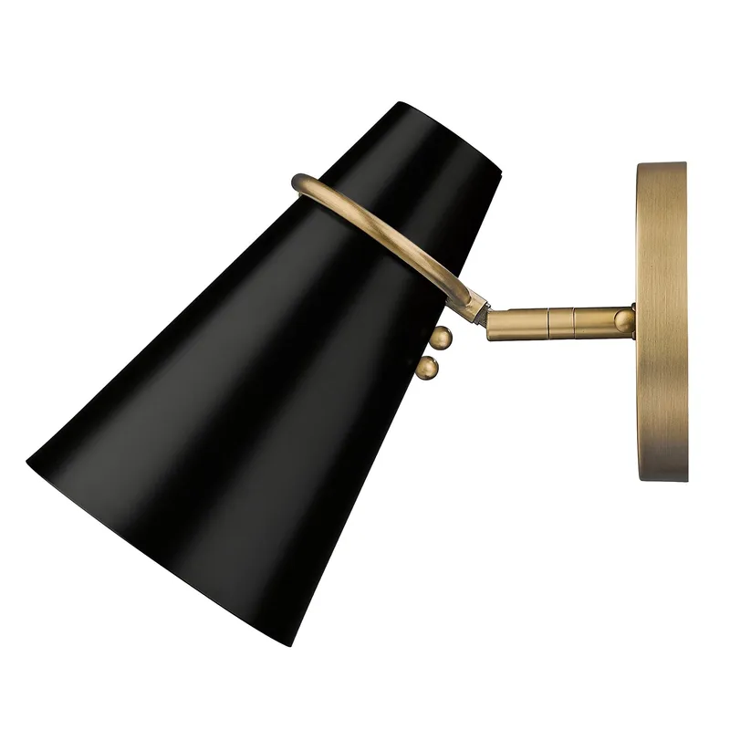 Golden Lighting Reeva 1-light Wall Sconce in Modern Brass and Matte Black shade — Golden Lighting LED Wall Lights 1.0W 