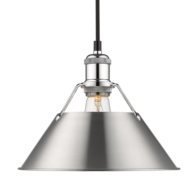 Yep by Golden Lighting Orwell 1-light 10in Pendant in Chrome and Pewter shade — Golden Lighting LED Pendant Lights  
