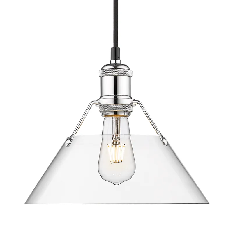 Yep by Golden Lighting Orwell 1-light 10in Pendant in Chrome and Clear Glass — Golden Lighting LED Pendant Lights  