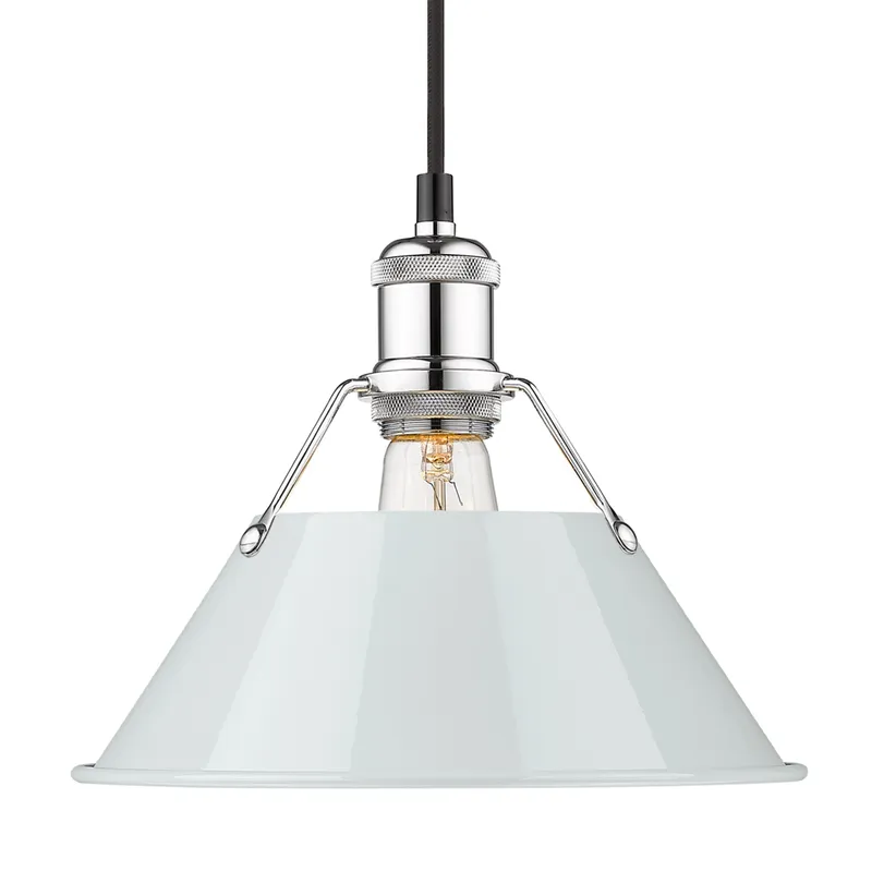 Yep by Golden Lighting Orwell 1-light 10in Pendant in Chrome and Dusky Blue shade — Golden Lighting LED Pendant Lights  