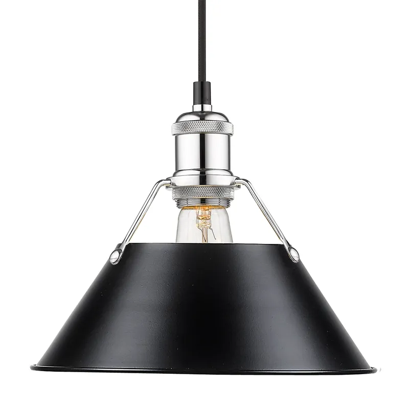 Yep by Golden Lighting Orwell 1-light 10in Pendant in Chrome and Matte Black shade — Golden Lighting LED Pendant Lights 100.0W 