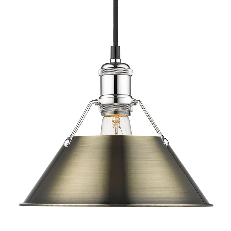 Yep by Golden Lighting Orwell 1-light 10in Pendant in Chrome and Aged Brass shade — Golden Lighting LED Pendant Lights  