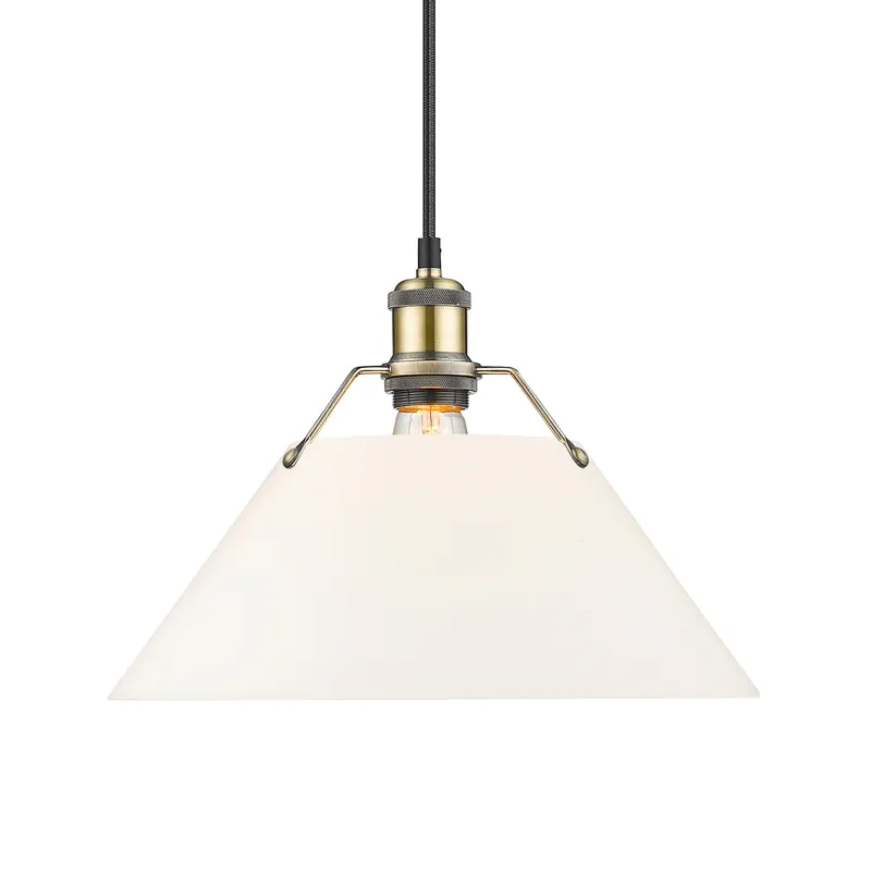 Yep by Golden Lighting Orwell 1-light 14in Pendant in Aged Brass and Opal Glass — Golden Lighting LED Pendant Lights  