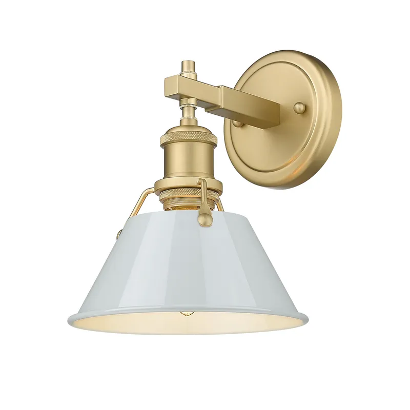Yep by Golden Lighting Orwell 1-light Vanity in Brushed Champagne Brass and Dusky Blue shade — Golden Lighting LED Wall Lights 100.0W 