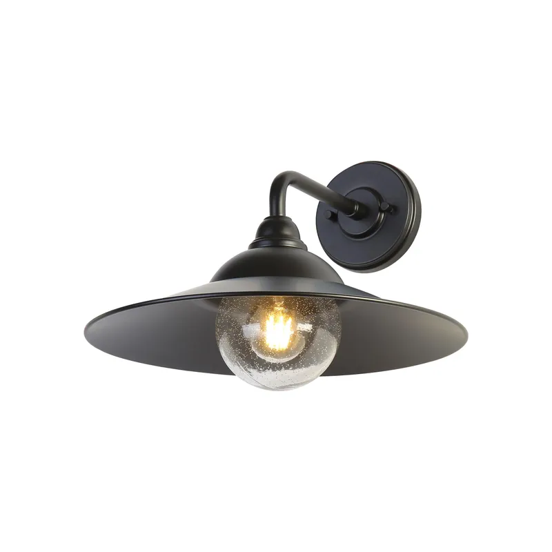 Yep by Golden Lighting Croma 1-light Wall Sconce in Matte Black shade and Seeded Glass Ball — Golden Lighting LED Wall Lights  
