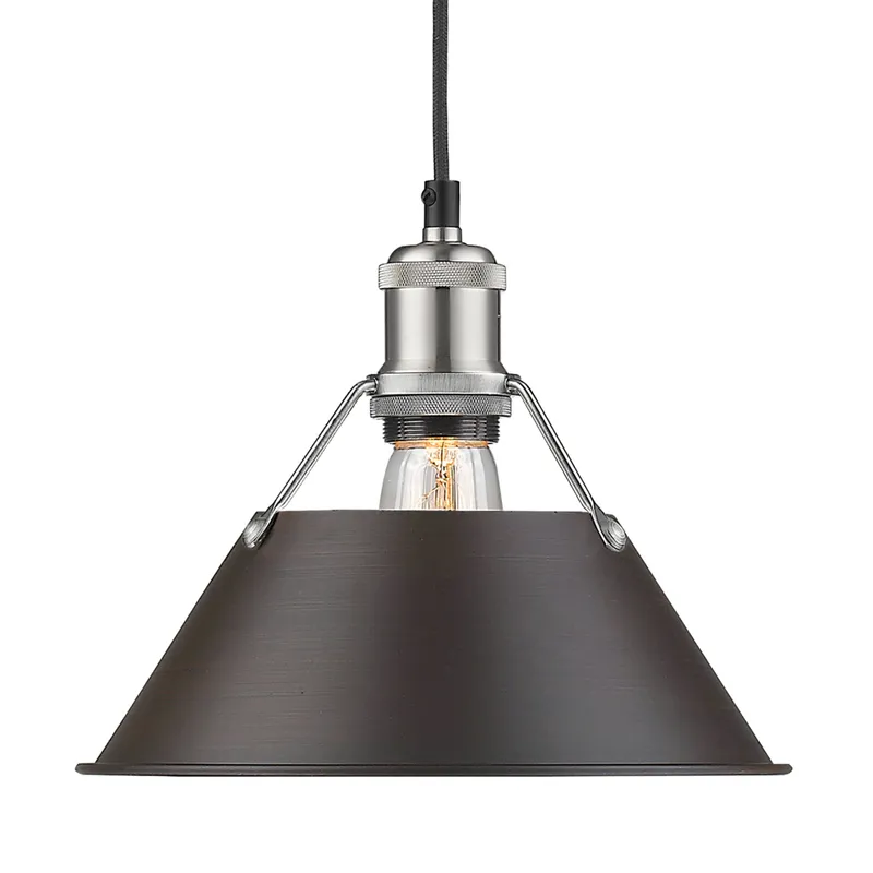 Yep by Golden Lighting Orwell 1-light 10in Pendant in Pewter and Rubbed Bronze shade — Golden Lighting LED Pendant Lights 100.0W 